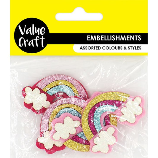 Felt Glitter Rainbows - 4 pcs