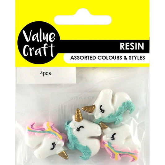Unicorn Resin Heads Embellishments - 4pcs