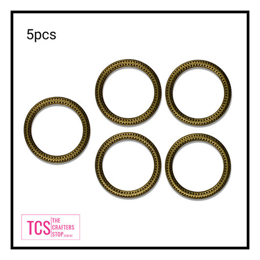 5pc Antique Gold Circle Ring Metal Connectors