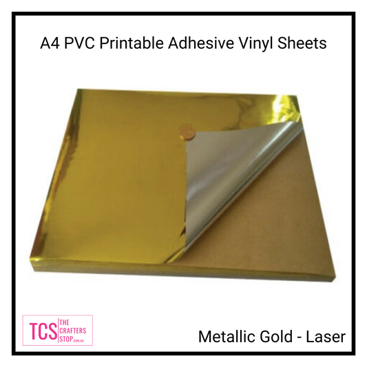 Gold/Silver PET Printable Metallic Laser Adhesive Vinyl A4 Sheets