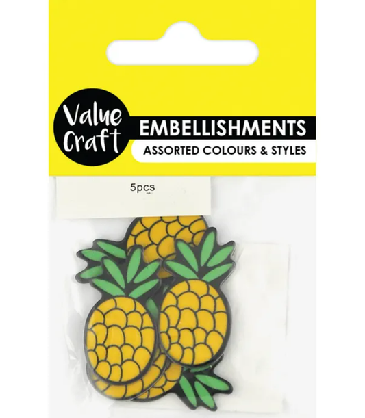 Acrylic Pineapple Embellishments - 5pcs