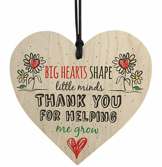 Wooden Hanging Heart Decoration - Great Teachers Gifts
