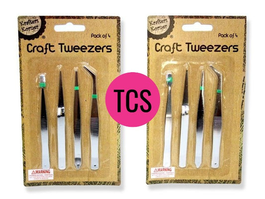 Assorted Pack of 4 Craft Tweezers