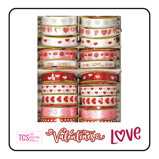 Assorted Valentines Day/Love Themed Satin Ribbon