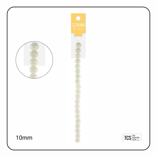 10mm Round Glass Beads - Cloudy White