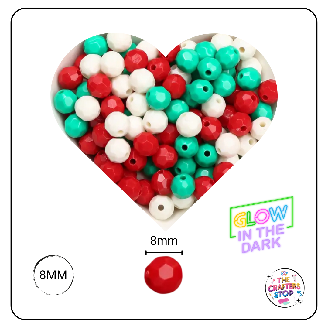 Christmas Glow in the Dark Coloured Beads