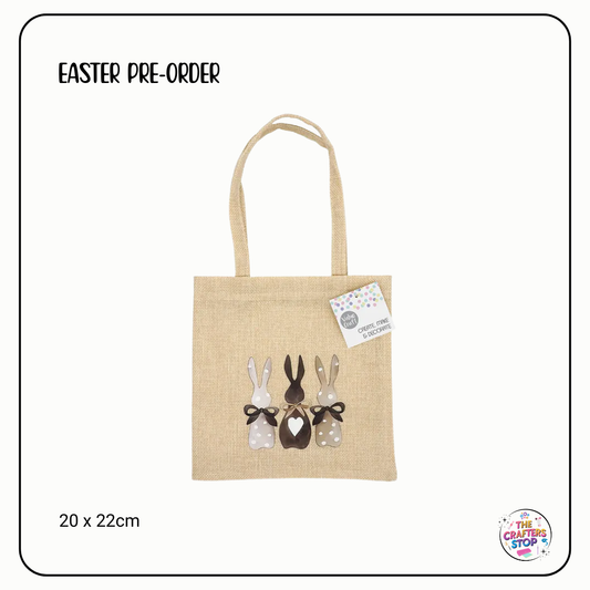 Easter Tote Bag with 3 Bow Bunnies