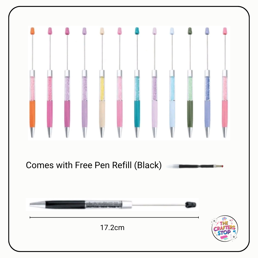 Long DIY Beadeable Pen With Glitter Tube