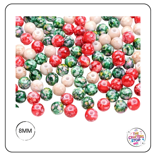 Christmas Ink Splat Coloured Beads