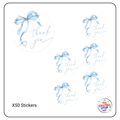 Blue Bow "Thank you" Scrapbooking Stickers