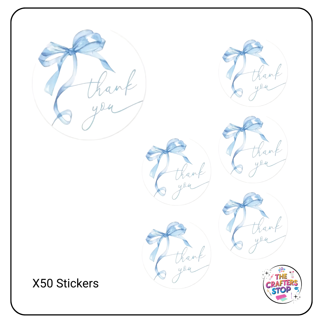 Blue Bow "Thank you" Scrapbooking Stickers