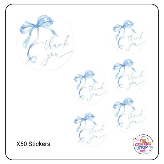 Blue Bow "Thank you" Scrapbooking Stickers