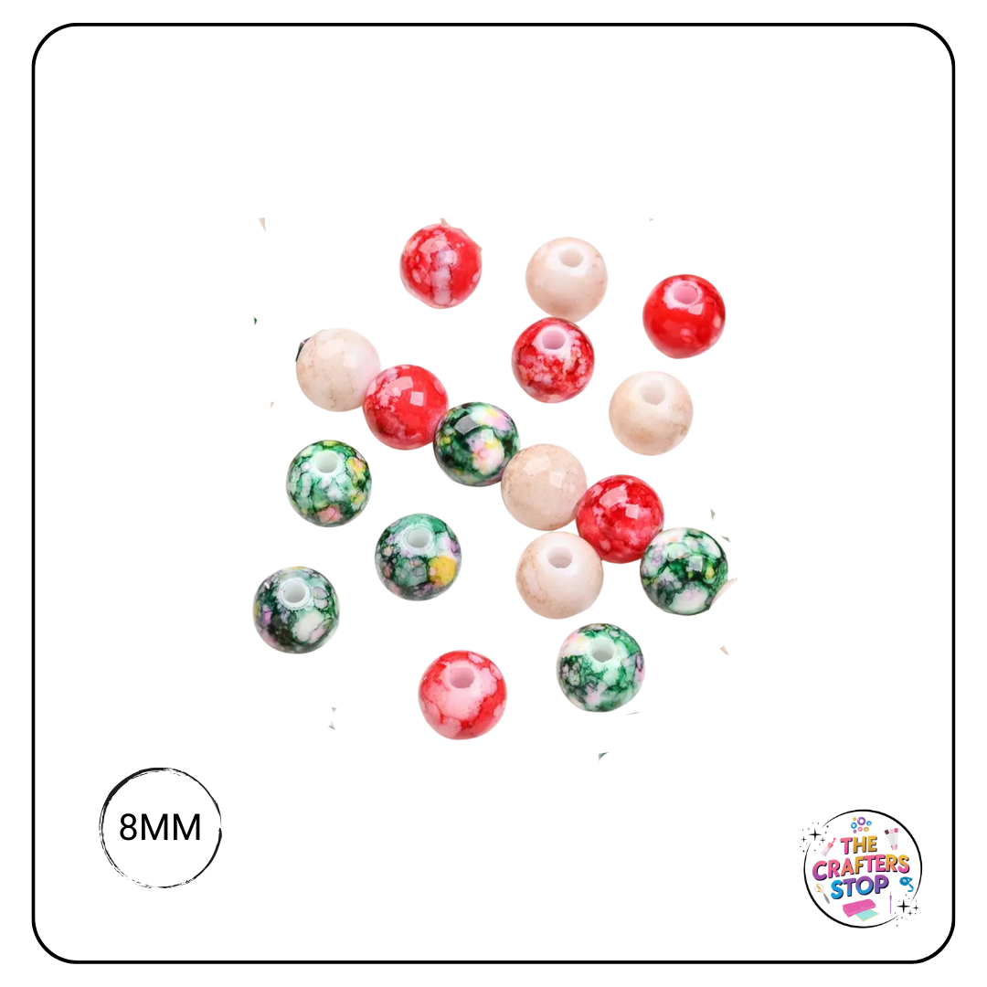 Christmas Ink Splat Coloured Beads
