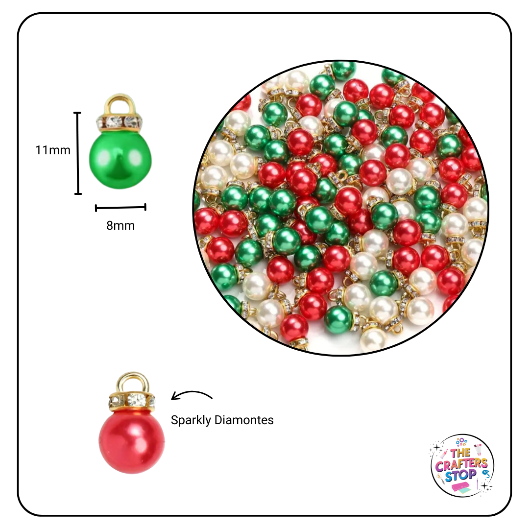 Faux Pearl Charms - Christmas Themed