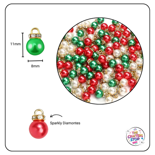 Faux Pearl Charms - Christmas Themed