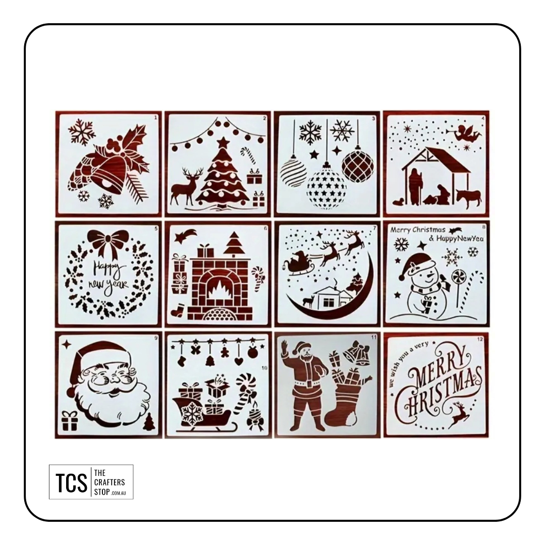 12 pce Christmas Stencil Set