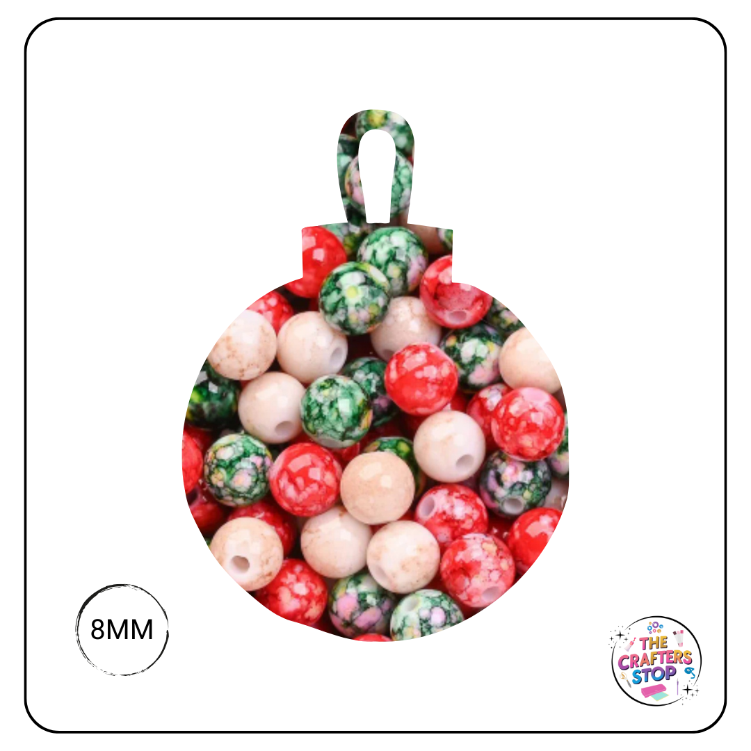 Christmas Ink Splat Coloured Beads