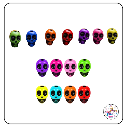 Halloween Coloured Acrylic Skull Beads