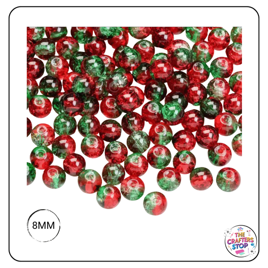Christmas Coloured Crackle Beads