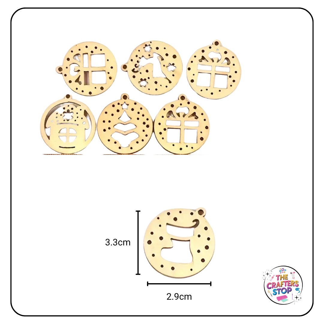 Mini Wooden Christmas Babubles (X10pcs)