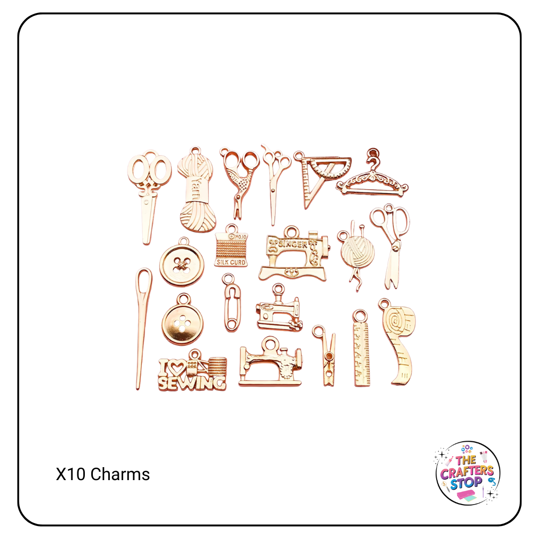 Sewing Themed Metal Charms - Gold/Silver