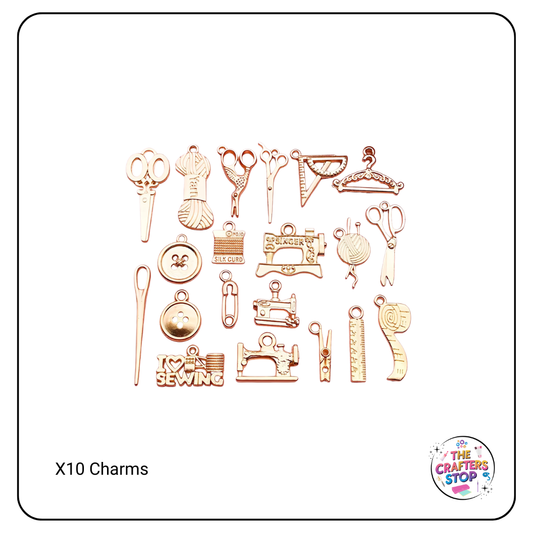 Sewing Themed Metal Charms - Gold/Silver