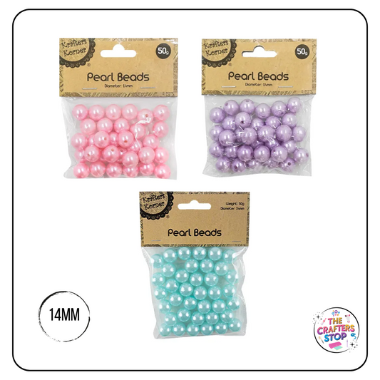 14mm Round Pearl Beads
