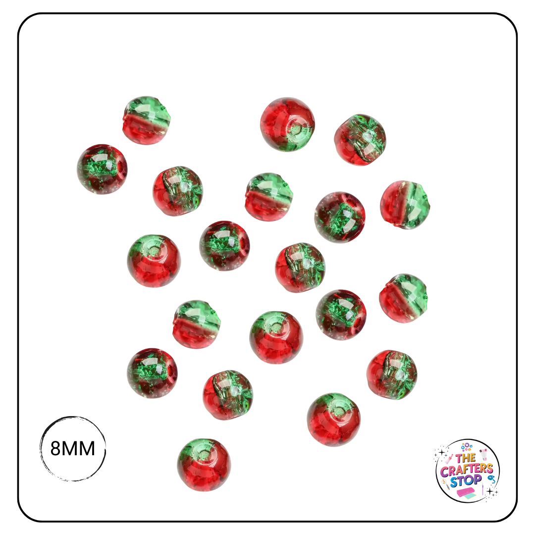 Christmas Coloured Crackle Beads