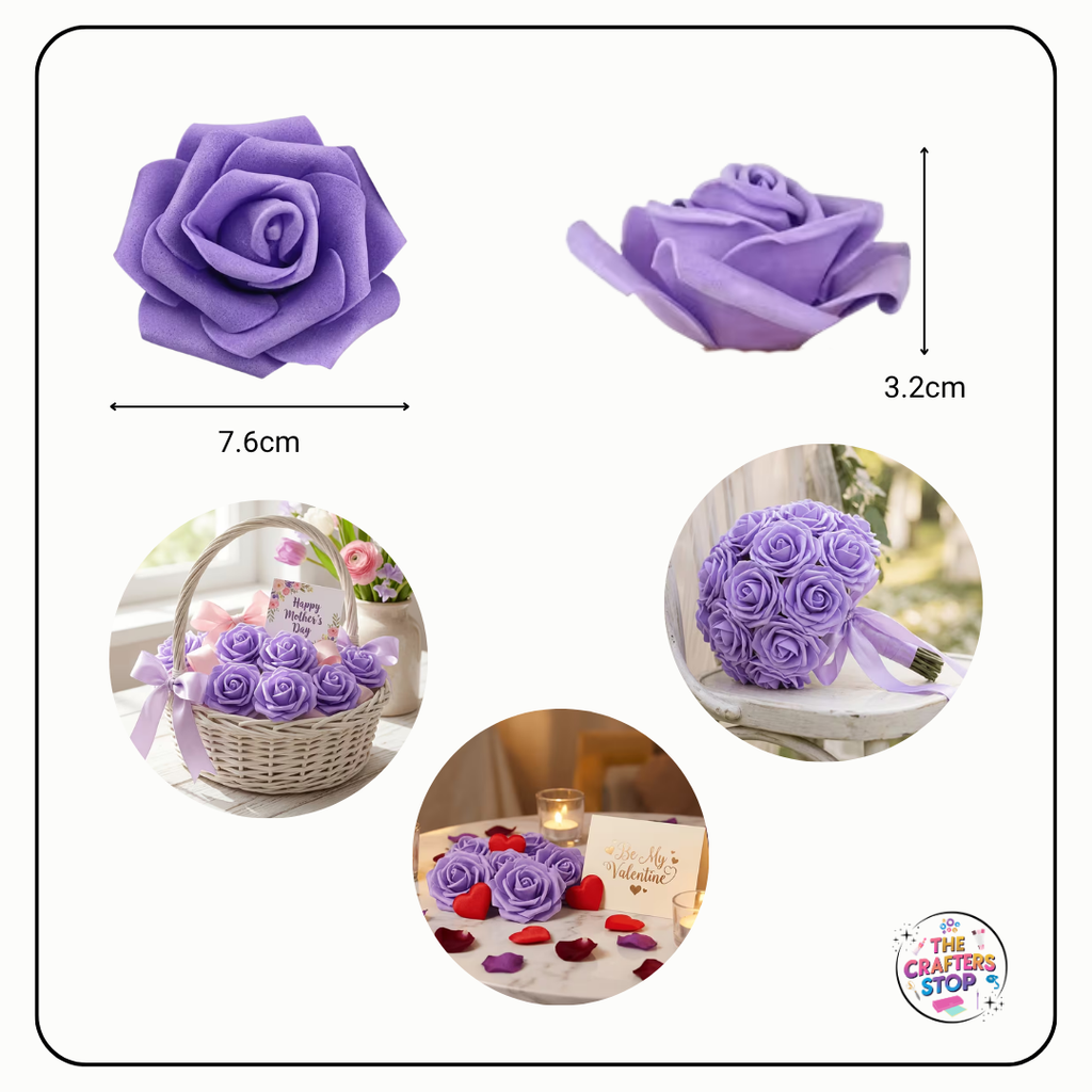 Large Purple Faux Rose Flowers