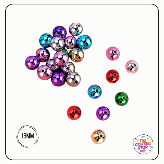 16mm Metallic Decorative Beads - Perfect for DIY Pens