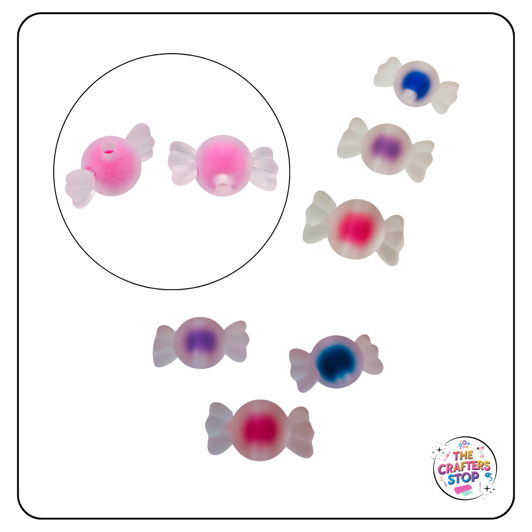 Matte Frosted Candy Shaped Beads - 27.5mm