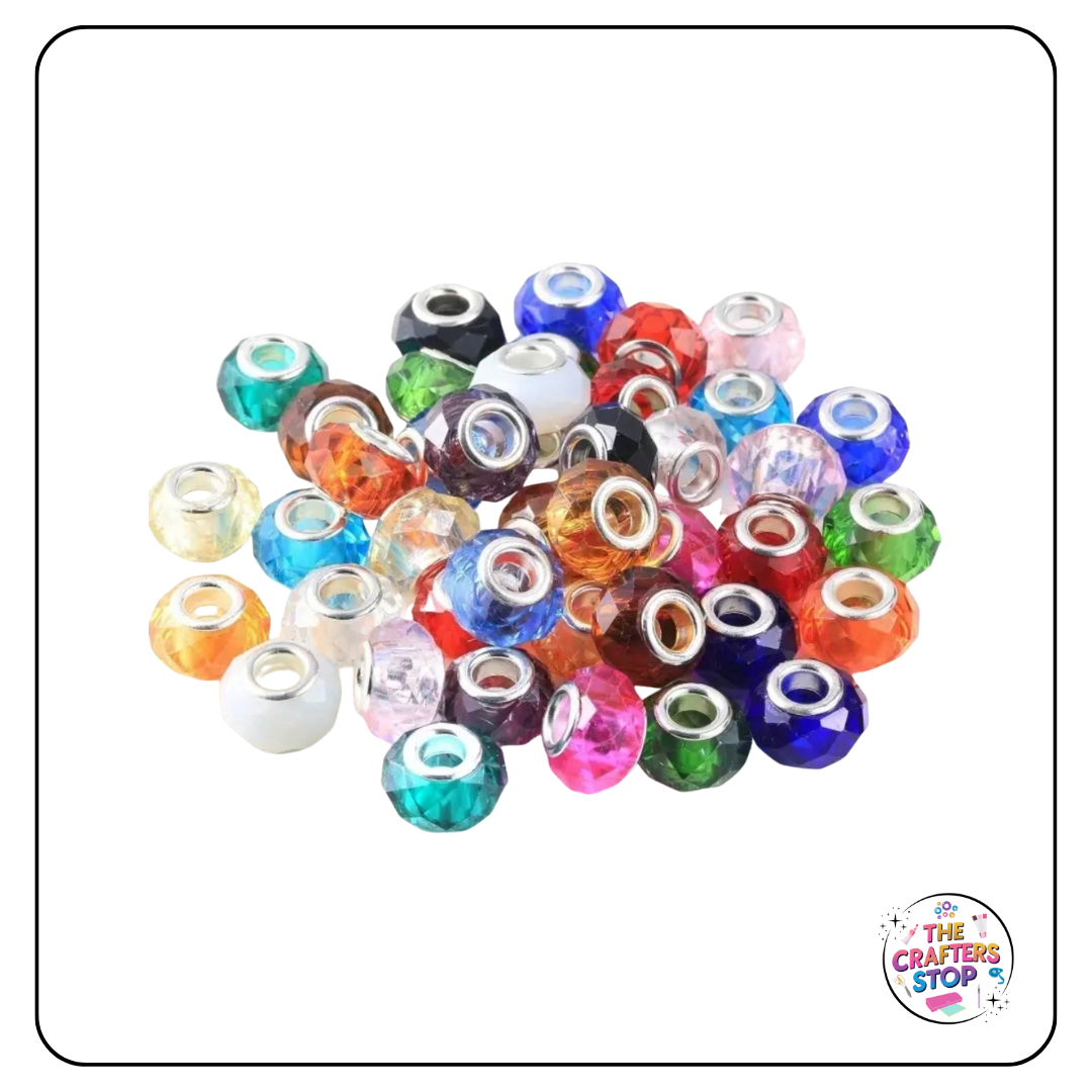 Large Hole Faceted Acrylic Decorative Beads