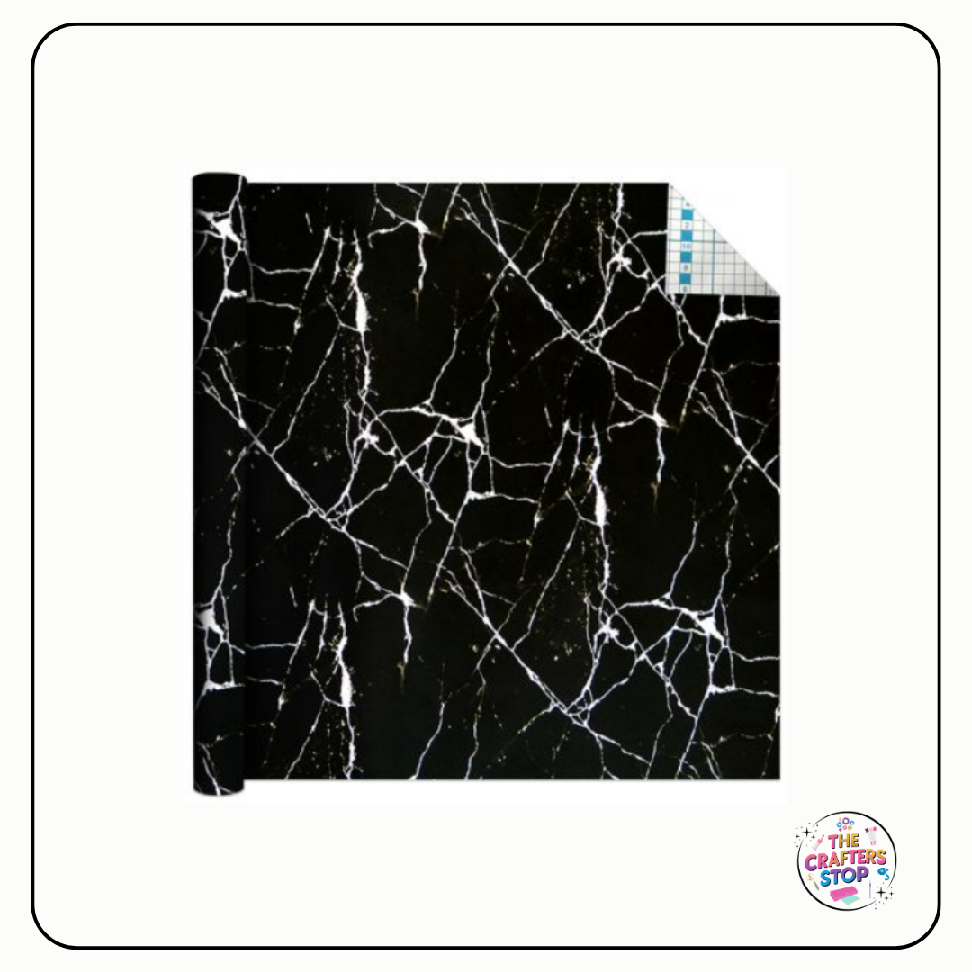 Self Adhesive Vinyl Pattern Roll - Black Marble