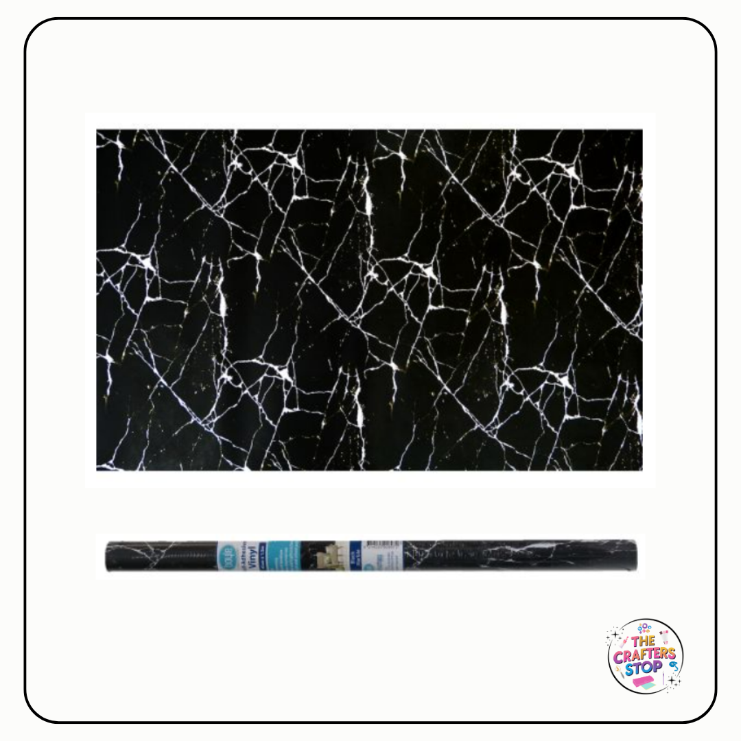 Self Adhesive Vinyl Pattern Roll - Black Marble
