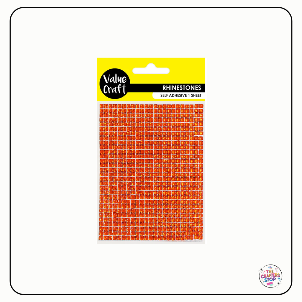 Craft Self Adhesive Square Rhinestone Sheets - 6 Colours