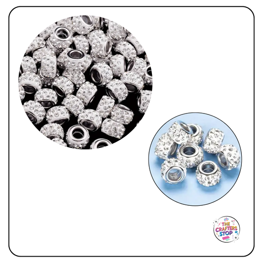 Large Hole Rhinestone Sparkly Beads