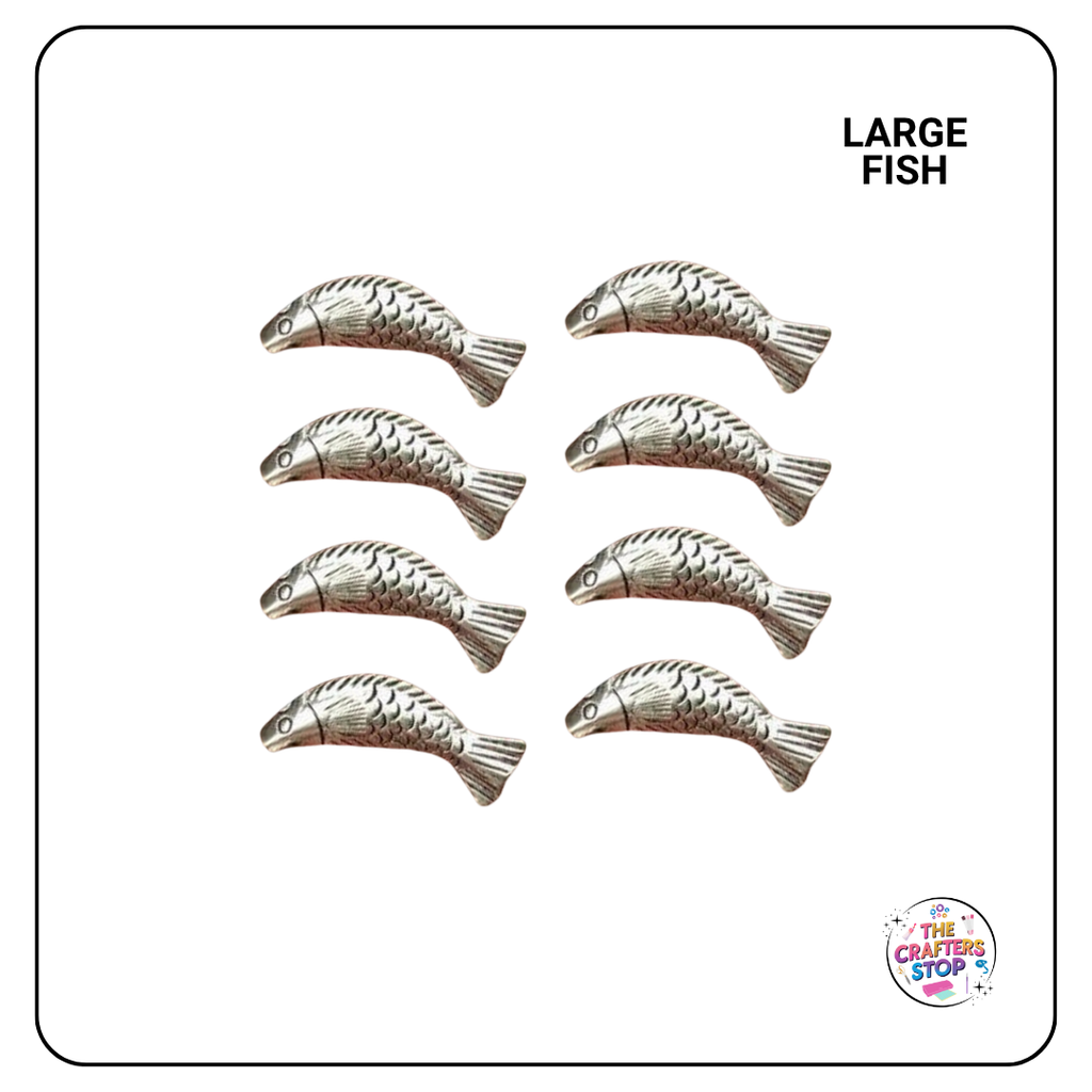 Metal Silver Fish Beads (Assorted designs)