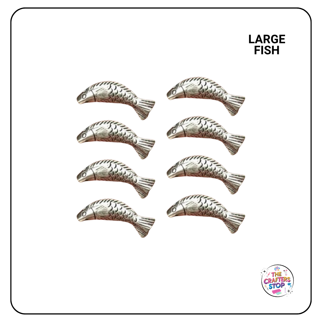 Metal Silver Fish Beads (Assorted designs)