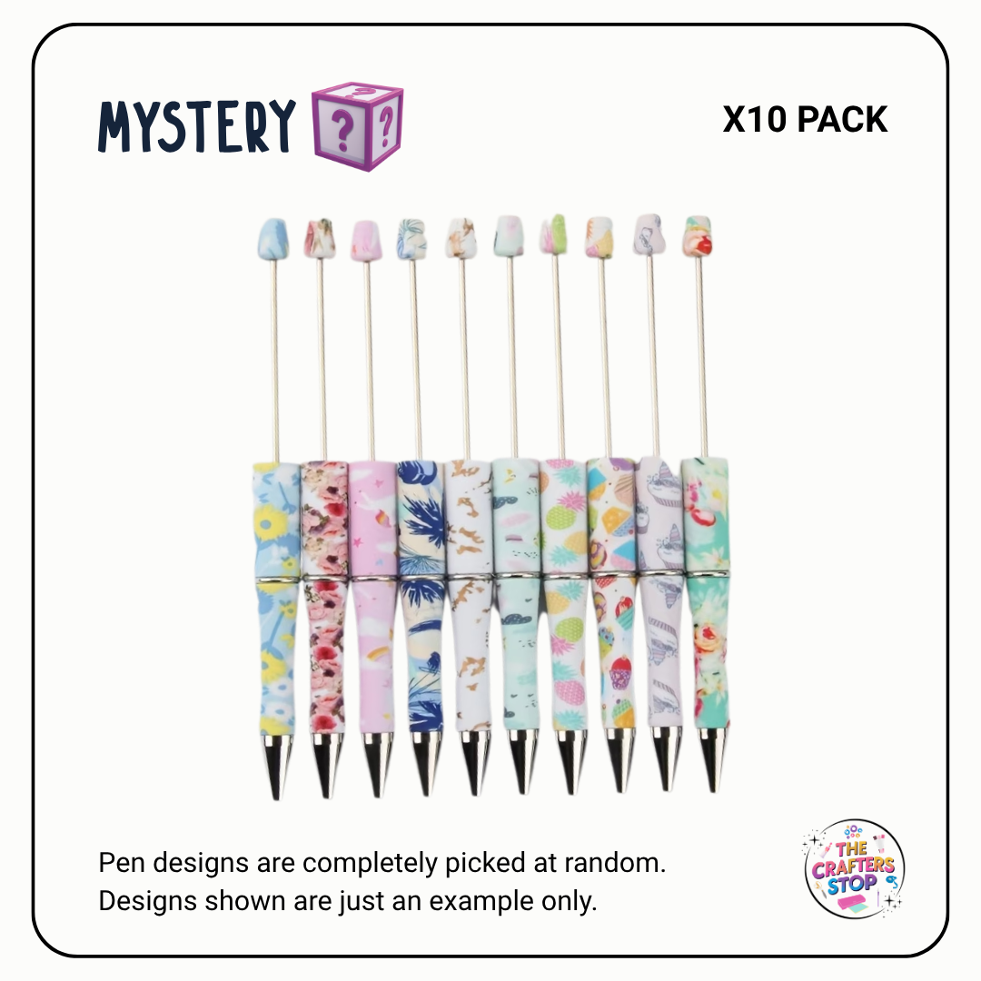 Mystery Pack of Printed DIY Beadeable Pens (5 or 10)
