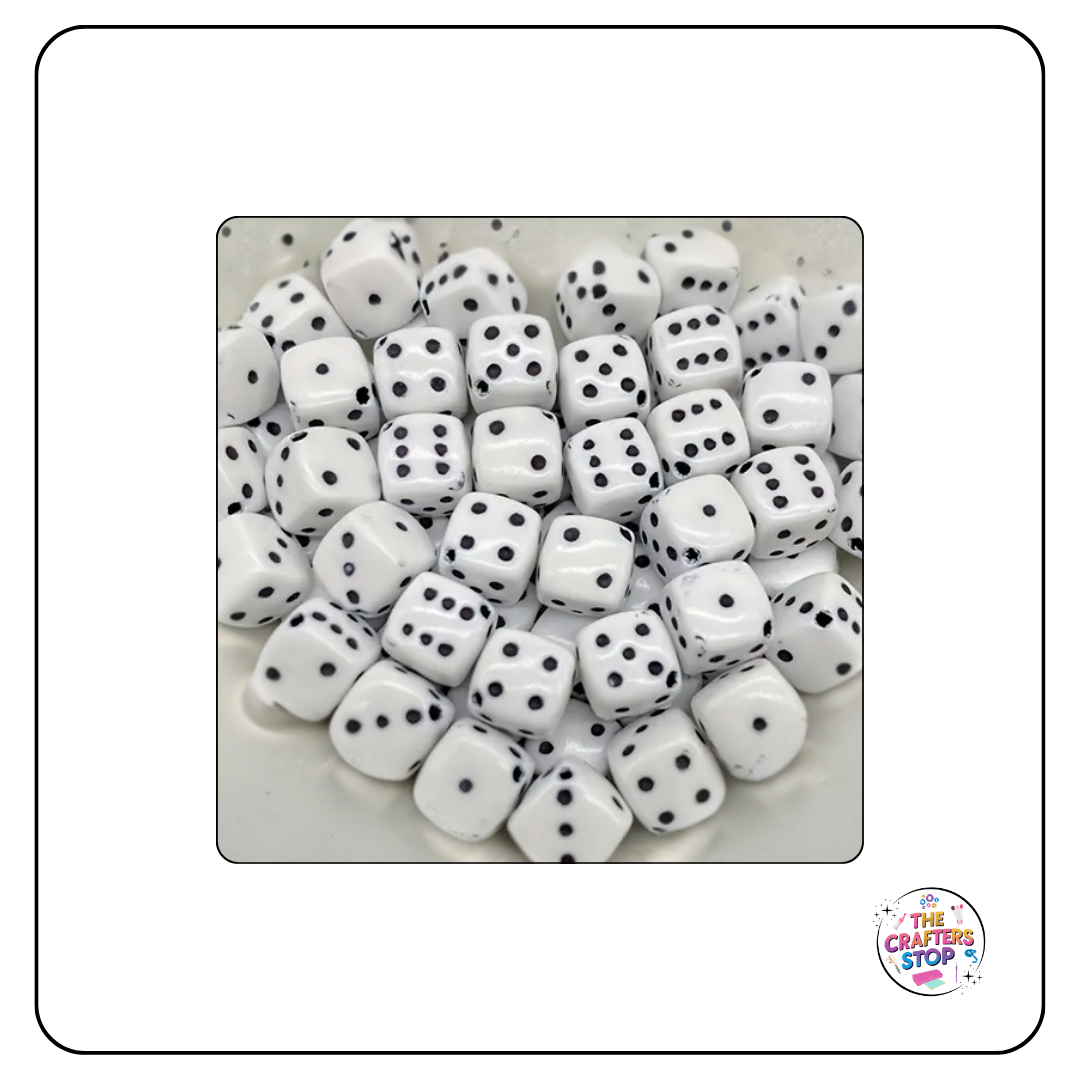 Dice Beads - White, Black or Coloured