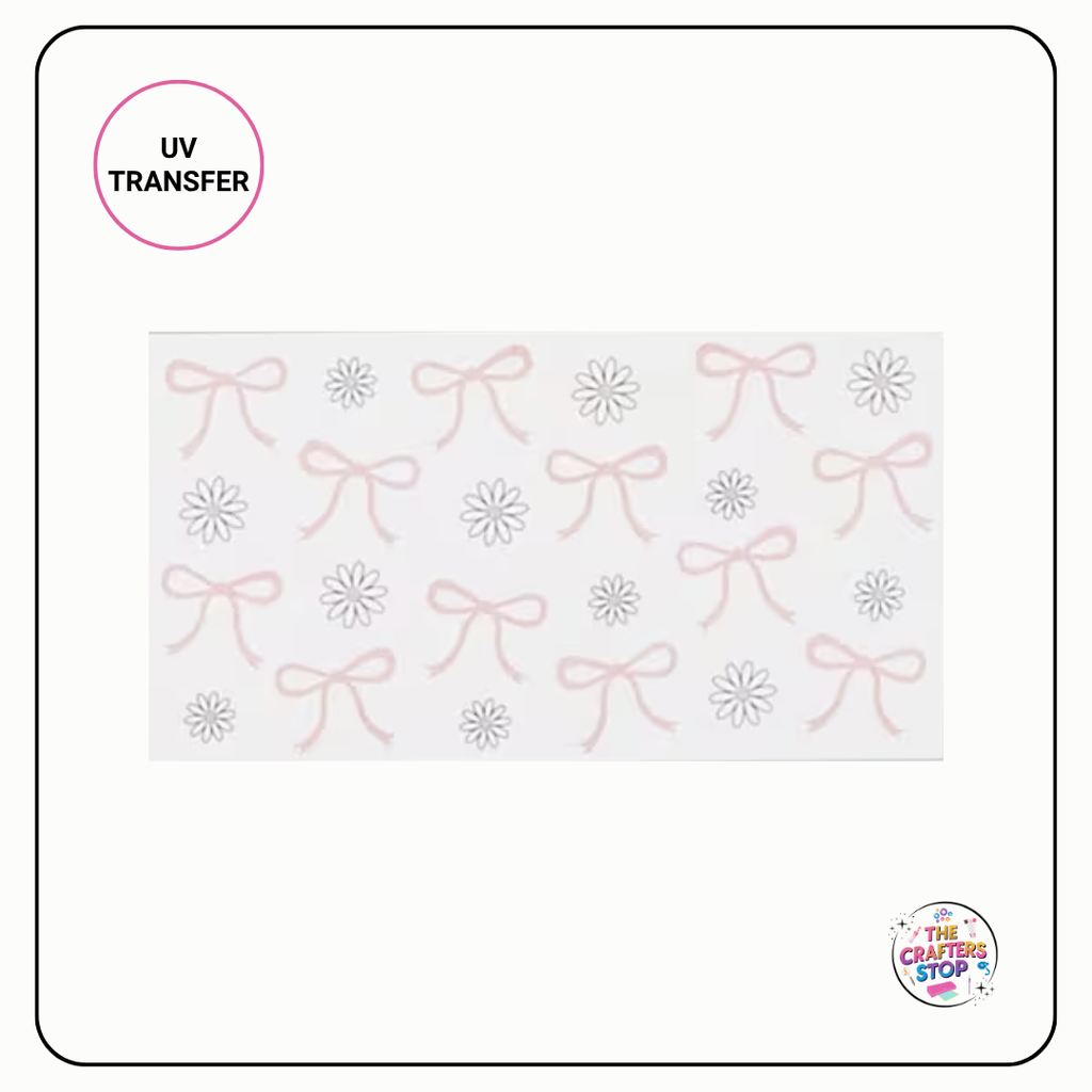 Pink Bow & Daisy UV Waterproof Stickers/Wrap