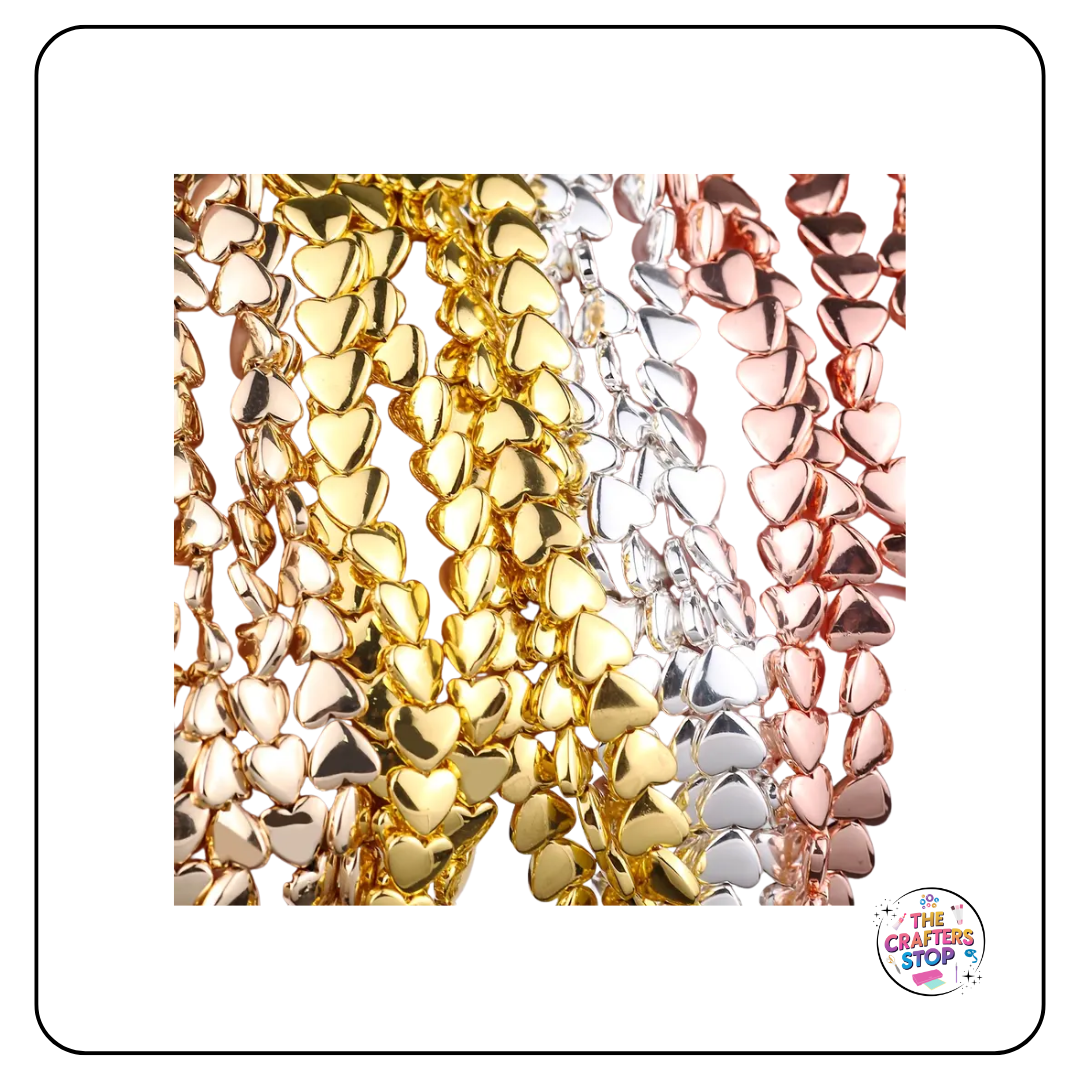 Heart Shaped Metallic Beads