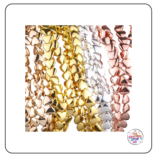 Heart Shaped Metallic Beads