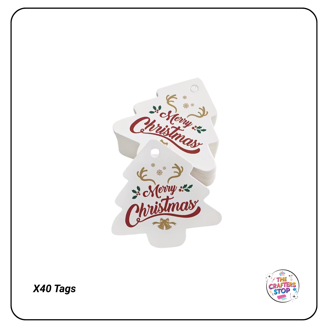 "Merry Christmas" Tree Shaped Tags