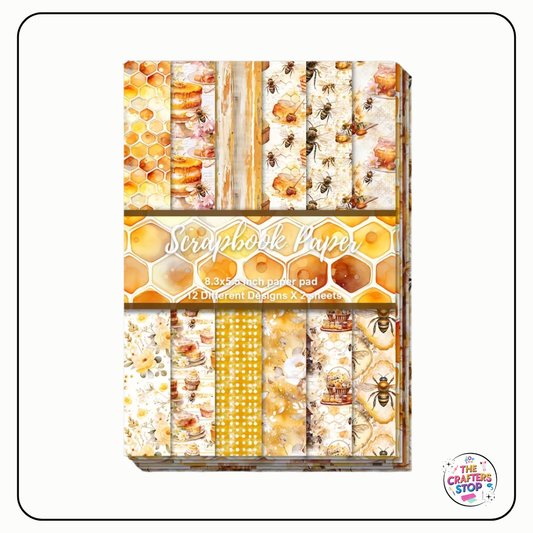 Beautiful Bee Designed Pattern Papers 24 Sheets