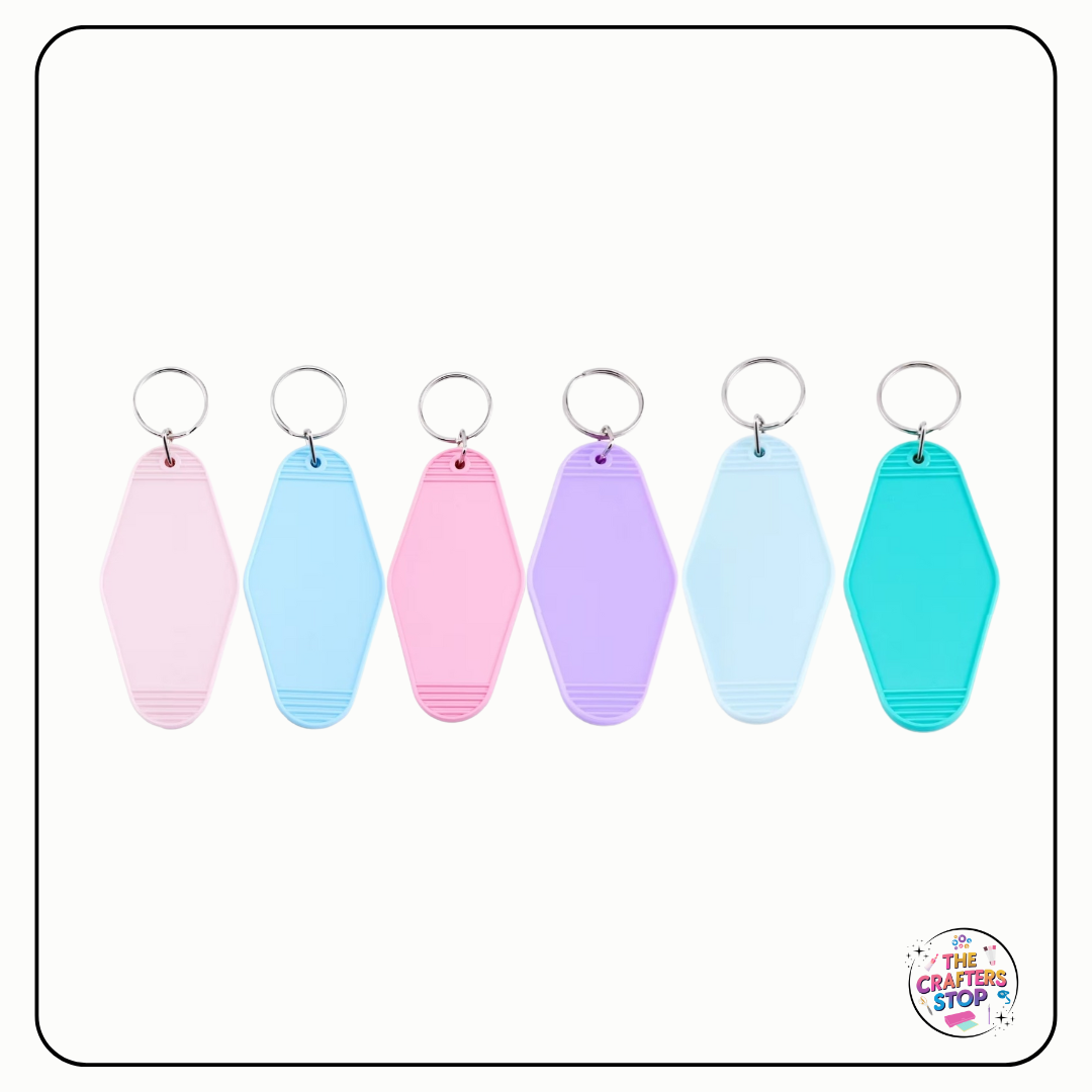 Acrylic "Hotel" Style Blank Keyring - 6 Colours