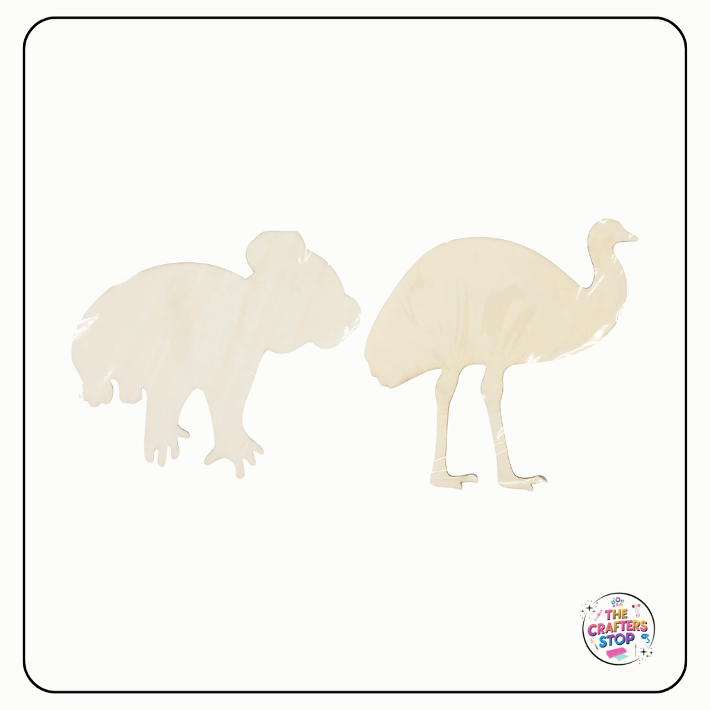 Wooden Koala and Emu Animal Shape Blanks
