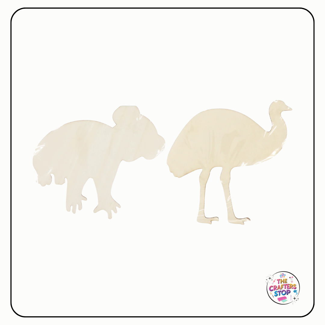 Wooden Koala and Emu Animal Shape Blanks