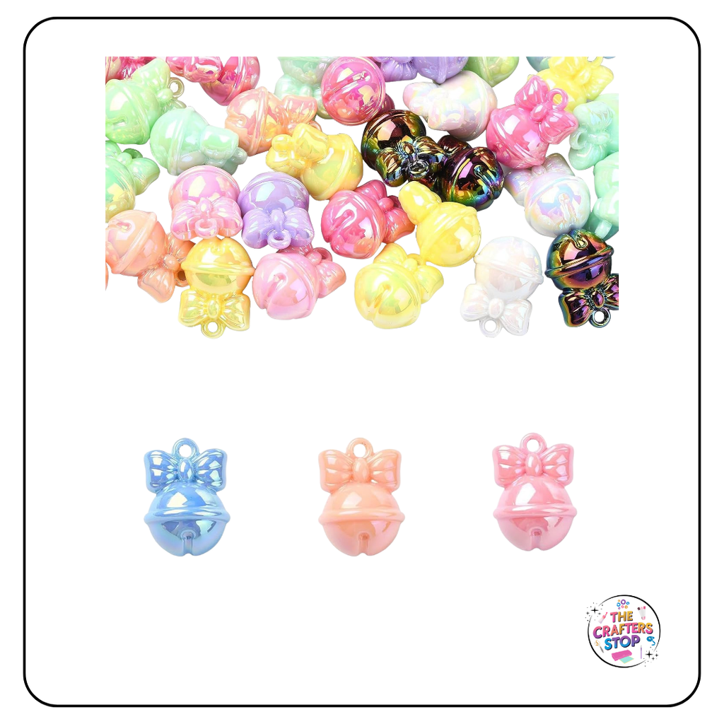 Acrylic Irridesent Bell with Bow Charms