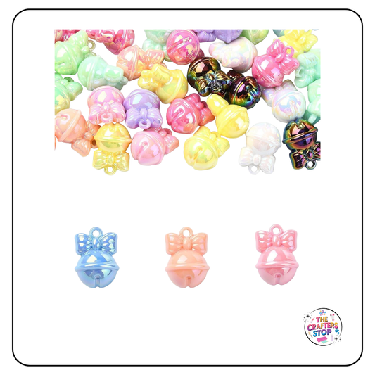Acrylic Irridesent Bell with Bow Charms